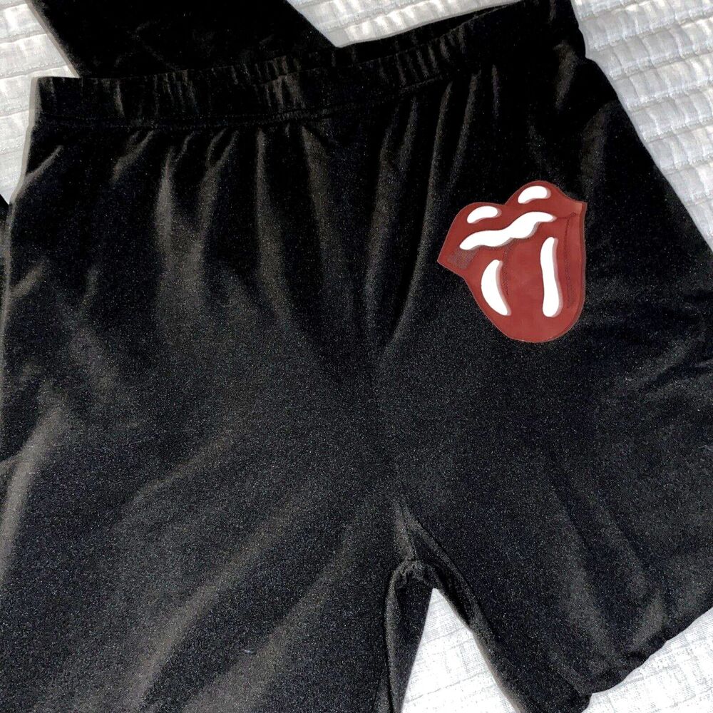 AQ SPORT WOMENS LEGGINGS BLACK ROLLING STONES LIPS XL - Picture 5 of 7